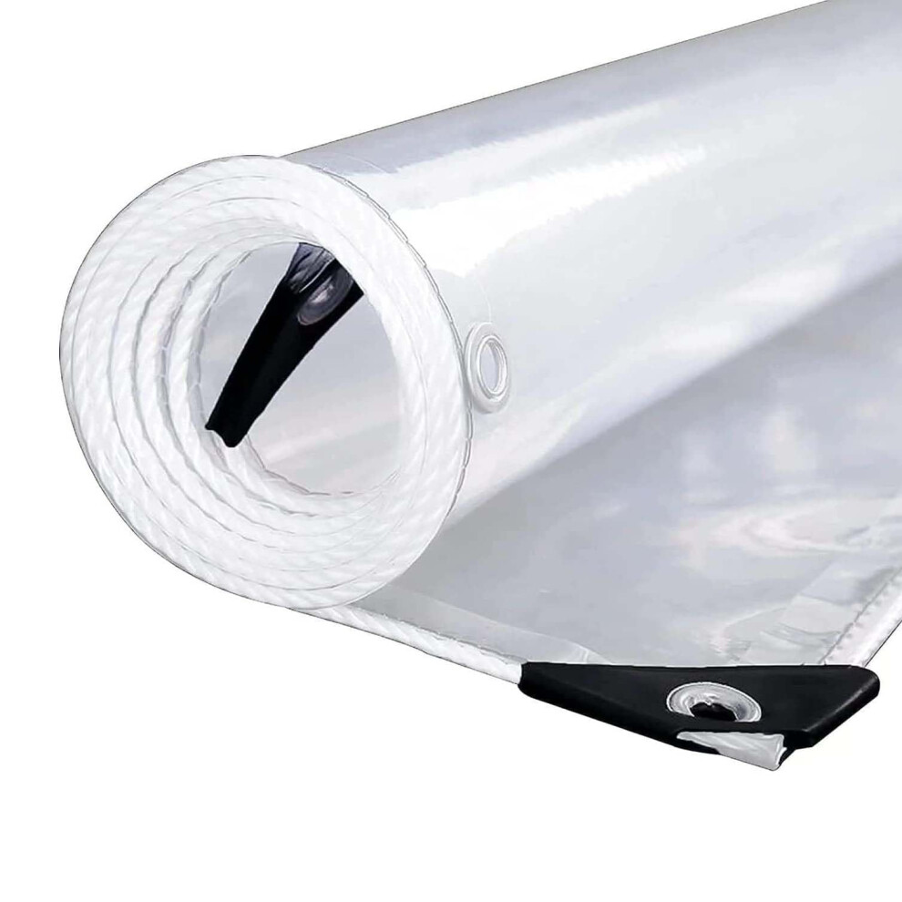 Heavy Duty Clear Pvc Vinyl Tarp With Reinforced Edge Grommets, Waterproof Transparent Cover For Roofs And Greenhouse 9045646732145