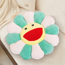 Flower Pillow Sunflower Plush Cushion with Cute Smile Face, Soft 21.6in Green Daisy Decor for Bedroom or Couch