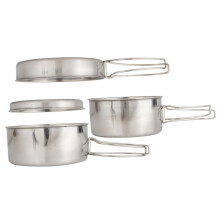 Camping Cookware Set Stainless Steel Pot and Pan Kit Lightweight Durable for Outdoor Hiking Cooking