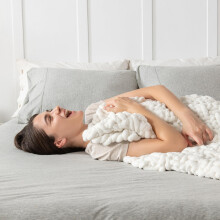 Cream 12lb Soft Knitted Weighted Blanket, Breathable Chunky Knit Gravity Throw for Bed Sofa Couch
