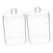 Acrylic Bathroom Storage Jars Set with Dustproof Lids, Clear Cotton Pad and Swab Organizer for Vanity