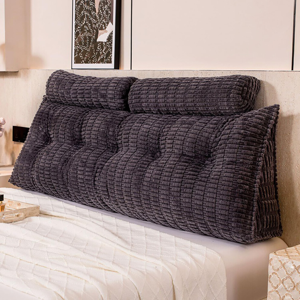 Dark/Gray Velvet Large Wedge Pillow Headboard Cushion 200X50cm Ergonomic Backrest Support For Bed Reading