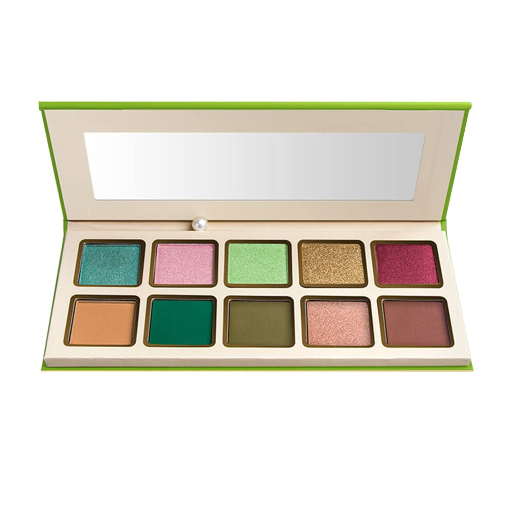 10 Color Eye Shadow Palette Matte and Shimmer, Green, Easy Blend LongâLasting Makeup for All Skin