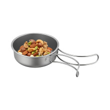 Titanium Camping Frying Pan Non Stick Ultralight Cookware with Foldable Handle for Outdoor Backpacking