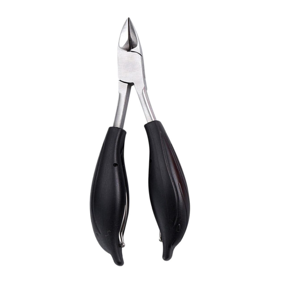 Black Professional Stainless Steel Nail Clipper And Cuticle Nipper With Curved Beak NonâSlip Handle