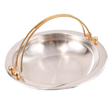 Japanese Stainless Steel Sukiyaki Hot Pot with Handle for Soup and Stew, Ideal for Camping and Home