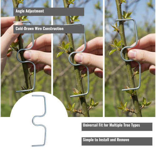 Adjustable MShaped Fruit Tree Branch Support Training Tool, Reusable Metal Shaping Aid Silver 2