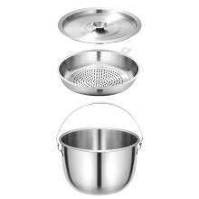 2.8L Stainless Steel Camping Pot with Dustproof Lid, Durable Outdoor Cookware for Camping and Hiking