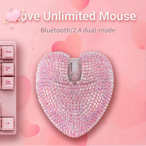 Wireless Bluetooth Mouse, Rechargeable Silent and Stylish Heart-Shaped Mouse for 2