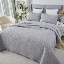 Quilt Set 3Piece Matelasse Coverlet with Soft Embossed Texture for Farmhouse Bedroom Decor