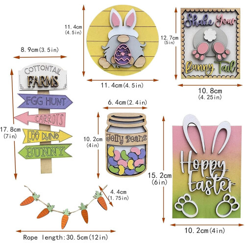 Easter Savings Clearance2023! loopsun Easter Gnome Tier Tray Easter Eggs Bunny Tiered Tray Decorated Unique 2