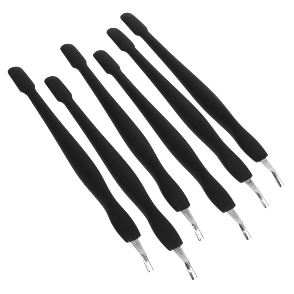 6Pcs Professional Cuticle Pusher Set with Ergonomic Antiskid Grip for Precise Salon Manicure Care