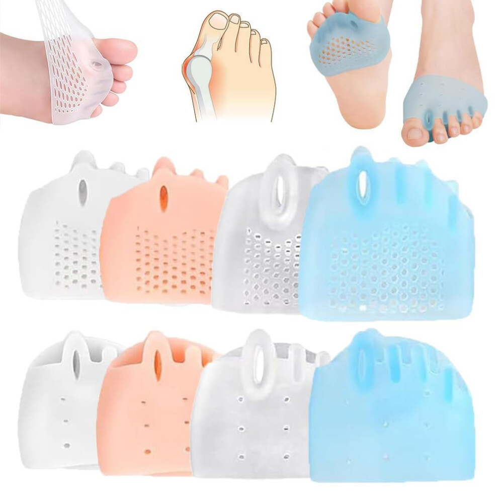 Silicone Toe Separators and Sleeves for Bunions Relief, Soft Gel Toe Straightener Cushions (4 Pairs)