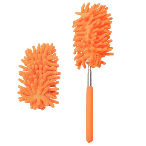 Microfiber Duster with Extension Pole, Retractable Cleaning Duster for Home and Car, Reusable Head