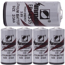 5 Pack ER14335 3.6V 1650mAh Long Life Lithium Battery for Smoke Alarm Smart Meters Monitors