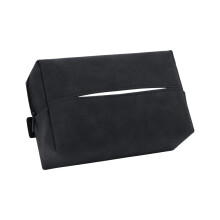 Car Tissue Box for BMW iX2 2024, Leather Black Cover with OneHand Dispensing and Adjustable Strap