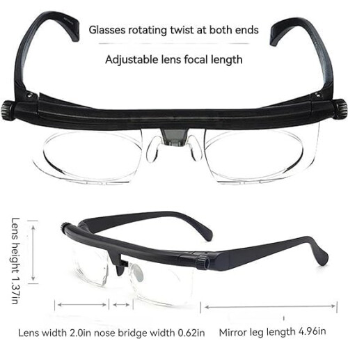 Adjustable Focus Reading Glasses with Dial Control for Near and Intermediate Vision, Lightweight Frame 1