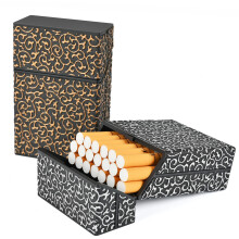 Magnetic Cigarette Case 2 Pack for 85mm King Size, Waterproof Hard Box with Tang Pattern (Golden + Silver)