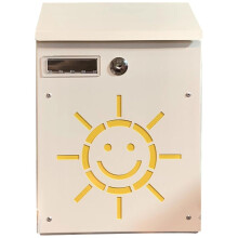 Rustic Wall Mount Mailbox with Lock, Weatherproof Galvanized Steel Sun Design for Cottage Home (Beige White)