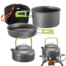 Lightweight Camping Cookware Set with Compact Nesting Design, Fast Heating Pots and Pans for Backpacking