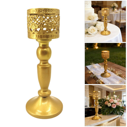 Multipurpose Wrought Iron Decorative Tealight Candle-gold S 2