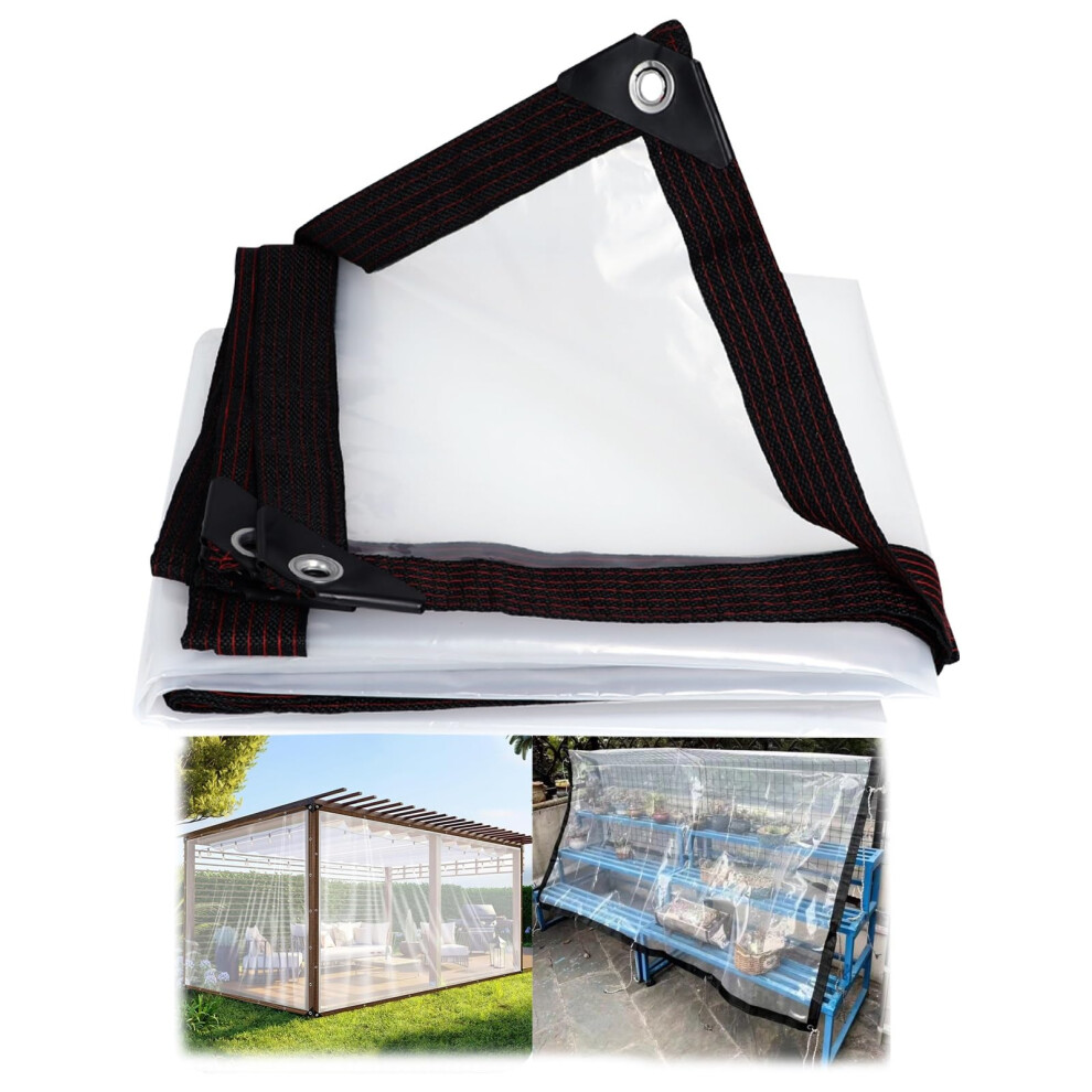 Clear Waterproof Tarp 26X26 Ft Heavy Duty Transparent Tarpaulin With Rustproof Grommets For Outdoor Patio 9351714930185