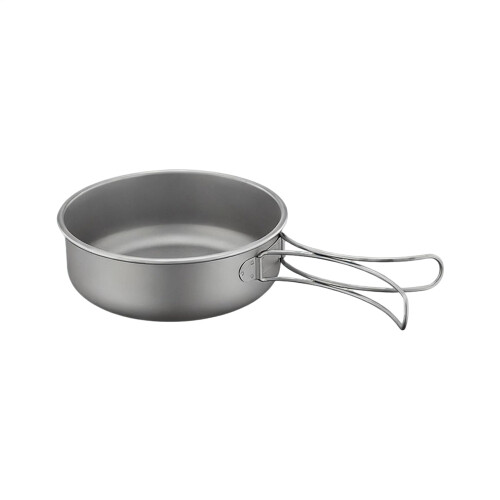 Titanium Camping Pan Lightweight Cookware with Foldable Handle Nonstick Surface for Hiking Backpacking