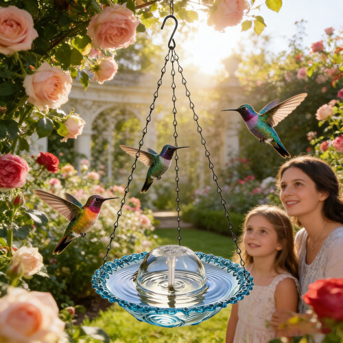 Compacted USB Powered Hanging Birdbath With Rustproof-Blue 2