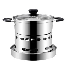 Camping Stove and Stainless Steel Cookware Set with Soup Pot, Fast Heat Efficiency for 24 People