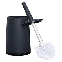 Toilet Brush Set with Holder, Soft Bristle Deep Clean, Compact European Style Bathroom Cleaning