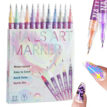 12 Color Nail Art Pens Set with Fine Tip Precision, Vivid Pigments and Smooth Ink Flow for Beginners and Artists
