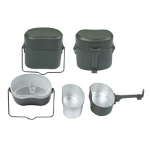 Lightweight Aluminum Camping Mess Kit with Non Slip Handle, Multiuse Cookware Set for Hiking