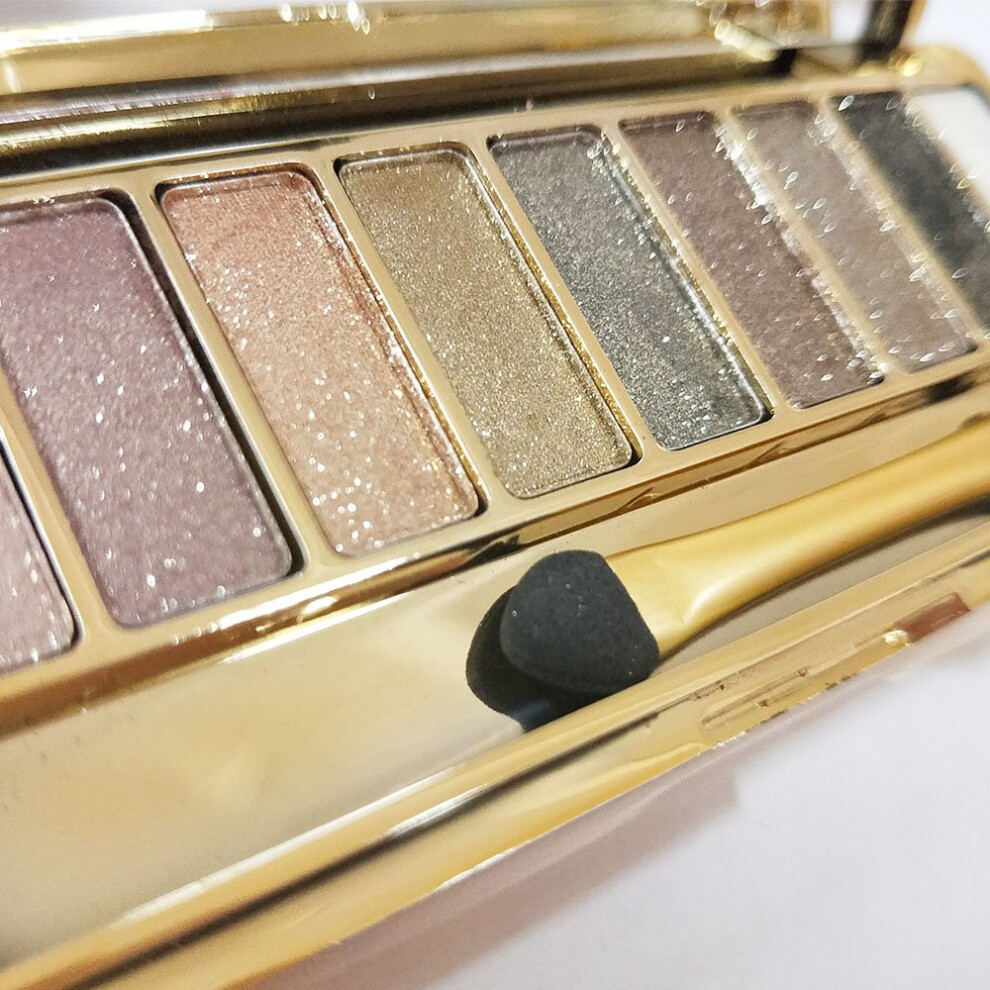 9 Color Shimmer Glitter Eyeshadow Palette and Makeup Brush Set, Waterproof LongWear Pigment Shades