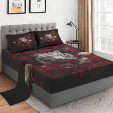 Queen Size Tiger and Rose Bed Sheets Set, Soft Microfiber Bedding with Pillowcases for Adults Bedroom Decor