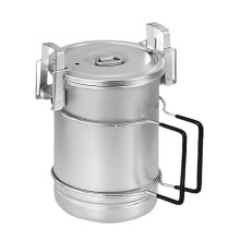 Stainless Steel Camping Cookware Large Capacity Outdoor Cooking Pot 850ml Dual Purpose Steaming Pot