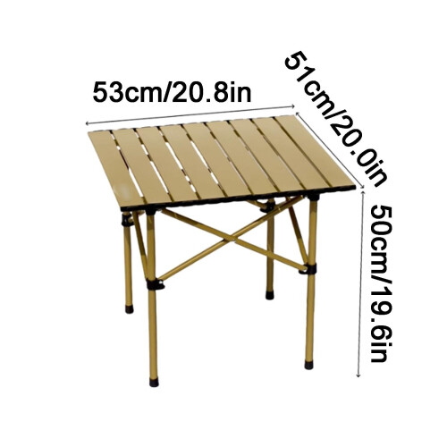 Carbon Steel Camping Table Small Folding Table with Rollup Desktop, Lightweight and Easy Assembly (Black) 2