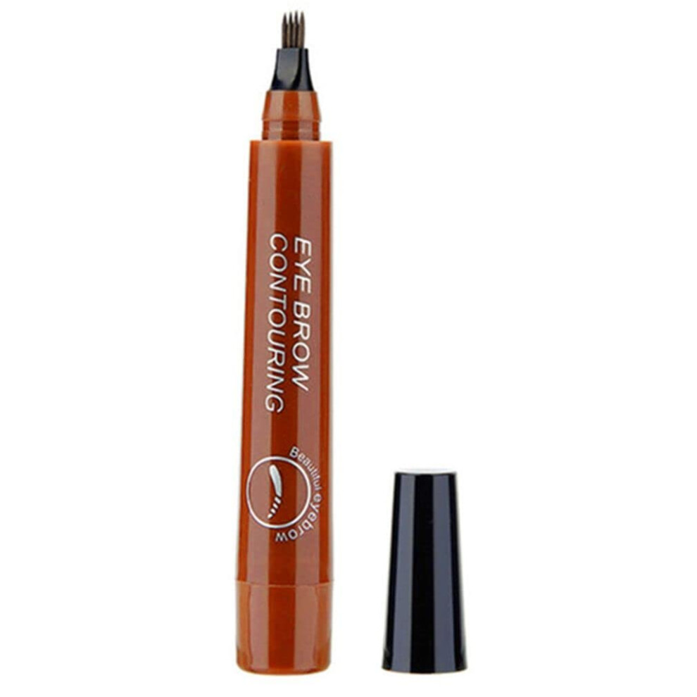 Waterproof Micro Fork Eyebrow Tattoo Pen with 4 Tip Precision Creates Natural Hairlike Strokes Light Brown