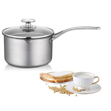 18cm Pure Titanium Cookware Pot with Glass Lid, Lightweight No‑Coating Milk Pan for Camping