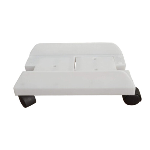 Adjustable Width PC Tower Stand with 360 Rolling Casters and Dual Brake Wheels, White Dustproof Base