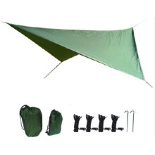 Waterproof Camping Tarp 11.8 x 9.5 ft Durable 210T Polyester Hammock Rain Fly for Hiking Outdoor Shelter Green