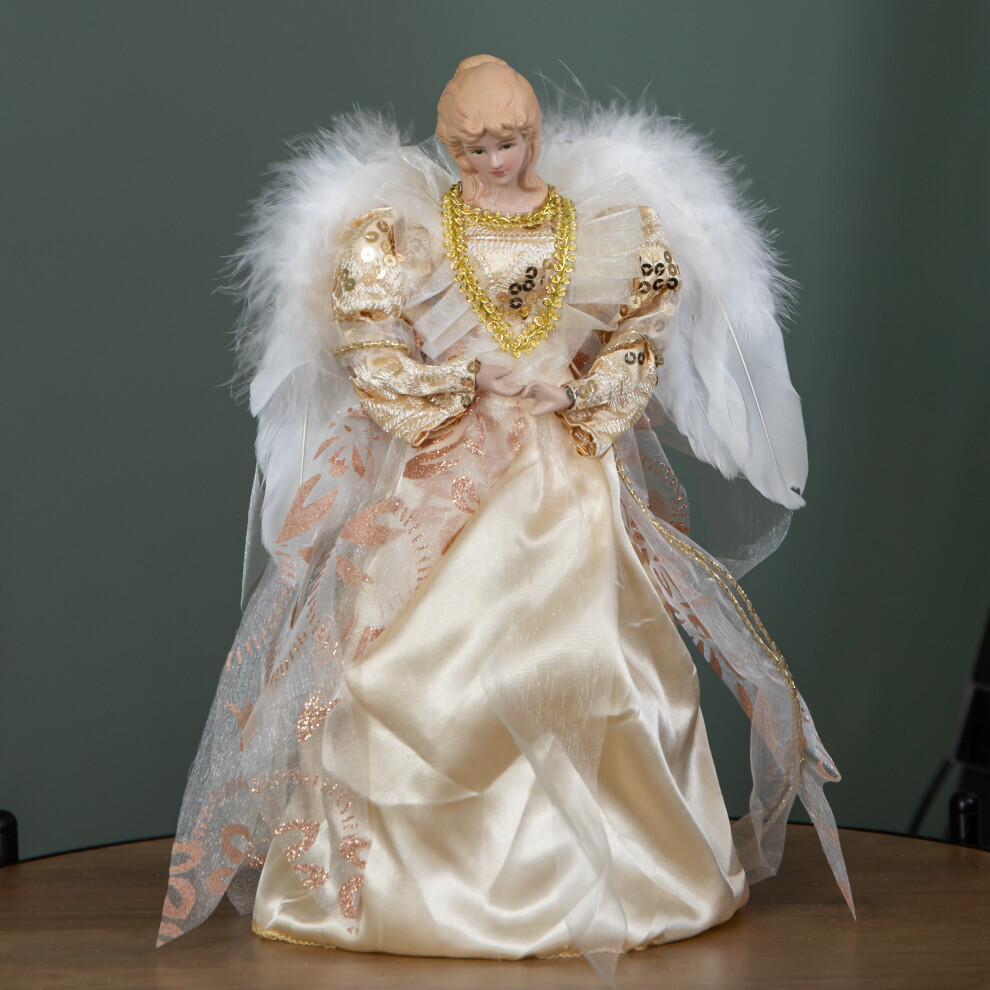 Samuel Alexander 30Cm Angel Christmas Tree Topper With Feather Wings In Gold