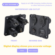 12V-24V Voiture Bateau Prise Double USB Chargeur VoltmèTre Panneau de Commutation pour VéHicule Voiture Bateau Moteur Maison