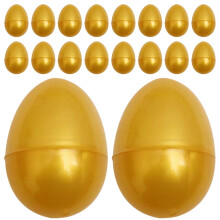 24 stk. gyldne plastlotterieegg, 6x4x4 cm