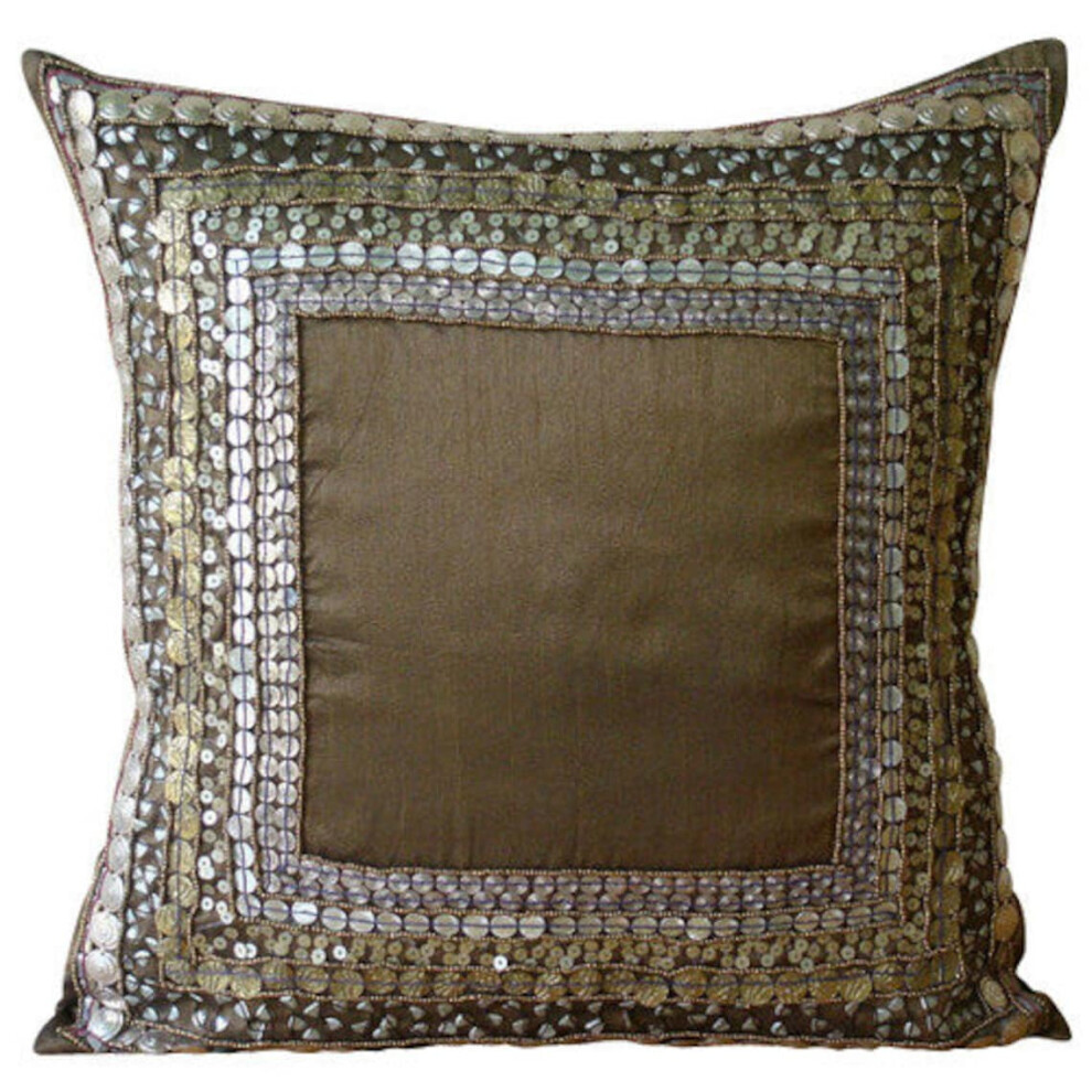 Brown Art Silk Throw Pillow Cover 22 x 22 inch-image-OPC-PTGHJ5S-NEW
