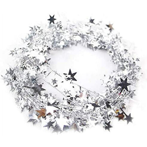 Star Garland Tinsel Wire 25 Ft Silver 2 Pack
