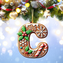Gingerbread Alphabet Pendant A with Berries 26 pcs