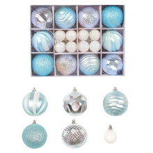 Blue Christmas Balls Set Shatterproof Plastic 26PCS