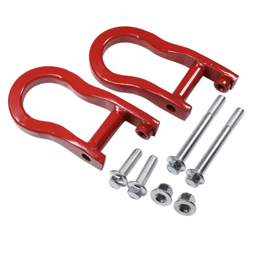 Red Front Tow Hook Kit Stainless Steel Construction  Visibility Red Finish Class 2 Hitch Compatible 1