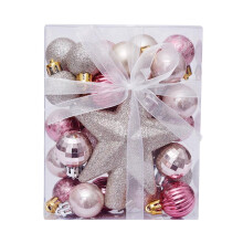 Christmas Balls and Tree Top Star Set Rose Gold 30 pcs