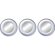 3-Piece Carved Circle Mirror Set, Silver & Champagne, 10"